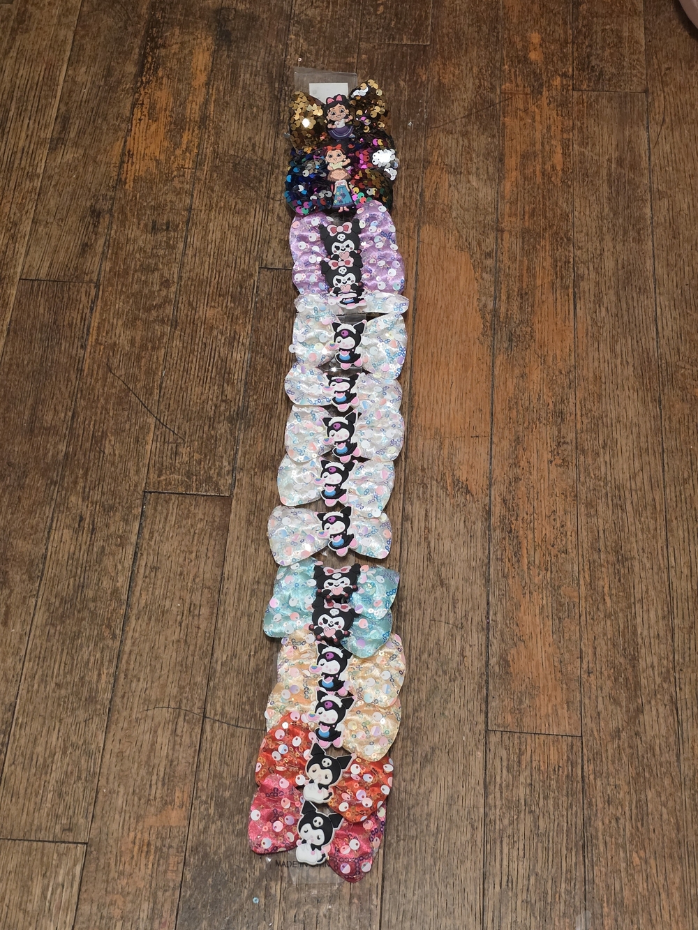 Kids Sequin Bow Hair Clips - Multicolor Different Characters